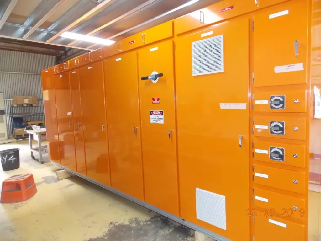 Orange TECS switchboard for Moxey Farms