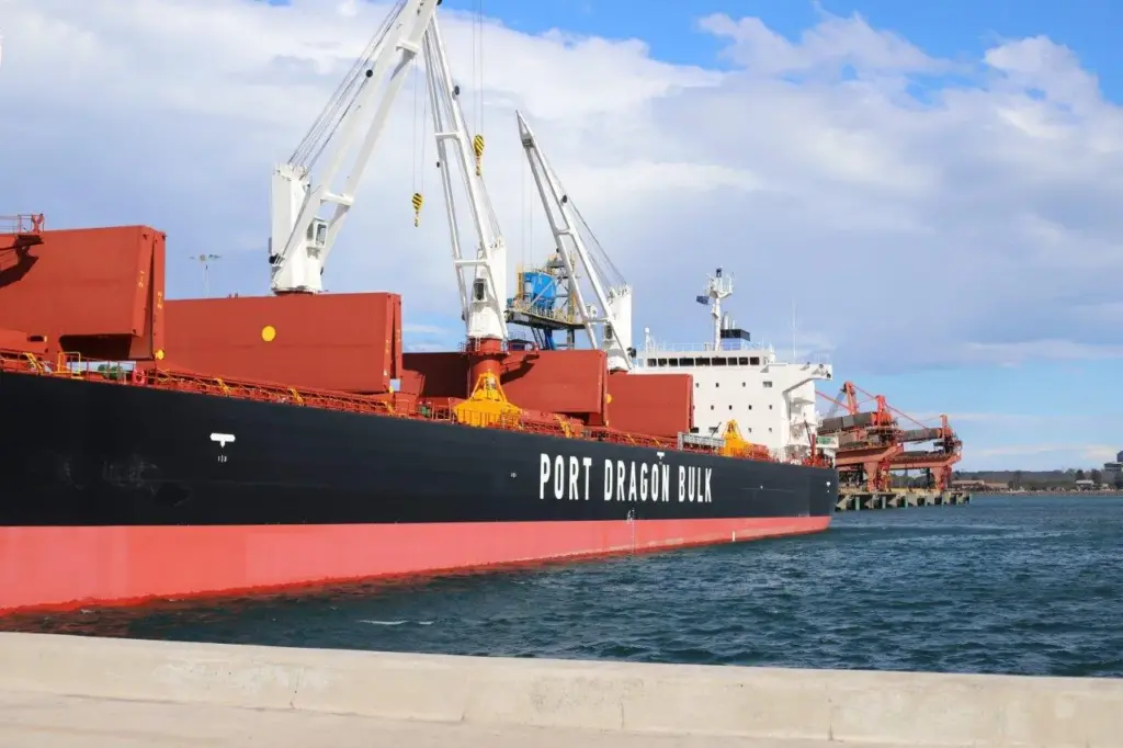 Bulk carrier at the Quattro Ports grain terminal, Port Kembla