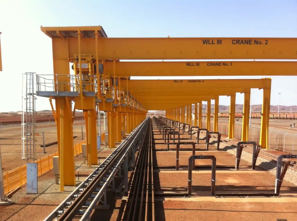 Rail grab facility gantry cranes, Rio Tinto Karratha WA