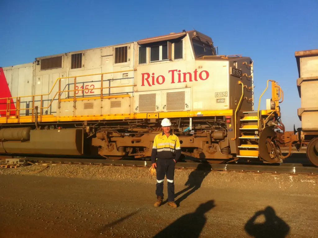 Rio Tinto locomotive at the Karratha rail grab facility