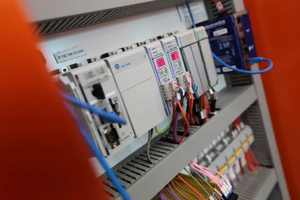 PLC rack inside a TECS control panel